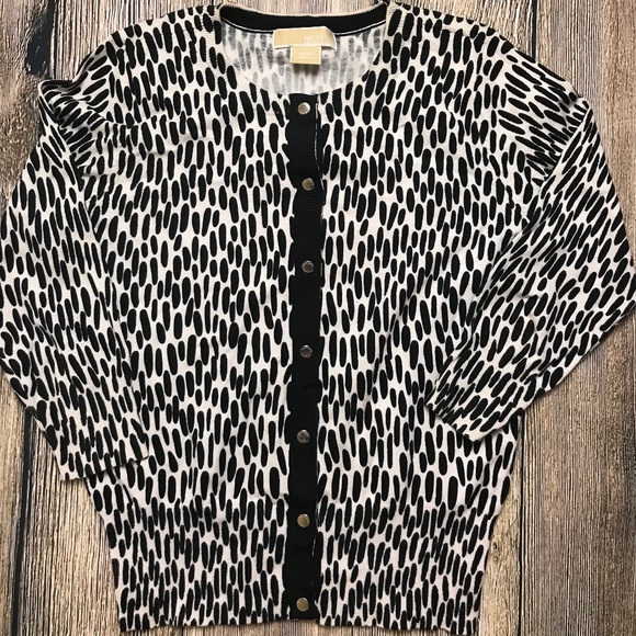 KORS Michael Kors Sweaters - Michael Kors Black White Cardigan Sweater Petite S